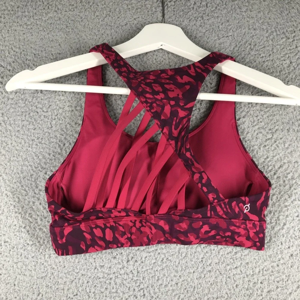 PELOTON Sports Bra Womens Size XS Cadent‎ Strappy Crimson Pattern w/ Padding
